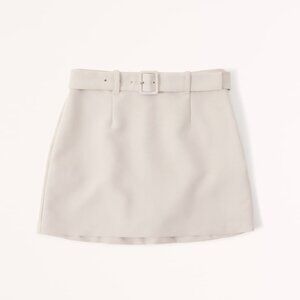 Abercrombie & Fitch Belted Mini Skort, Light Cream/ Beige, Size XS